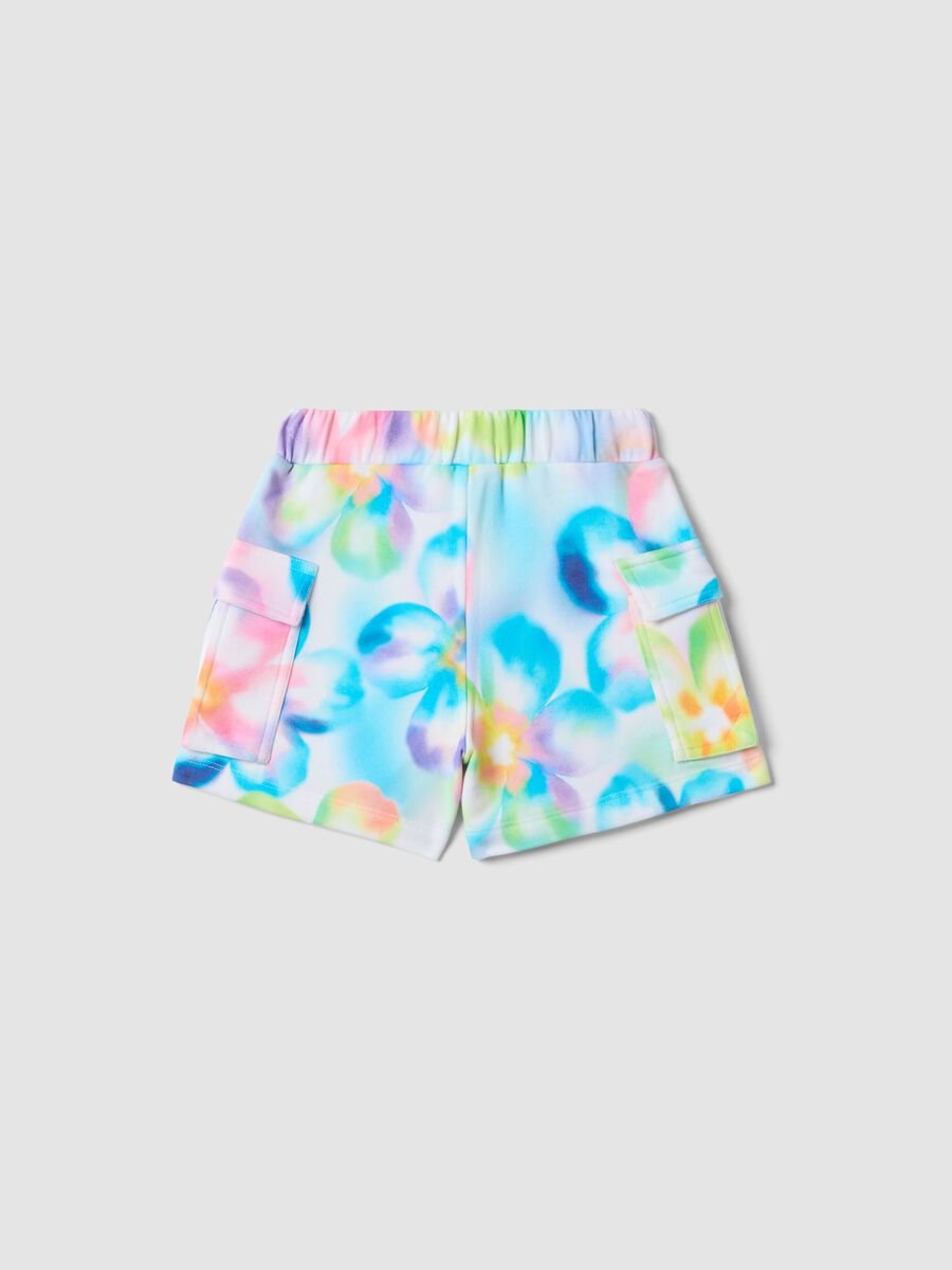 Girls&rsquo; multicolour cotton-blend shorts with floral pattern_1