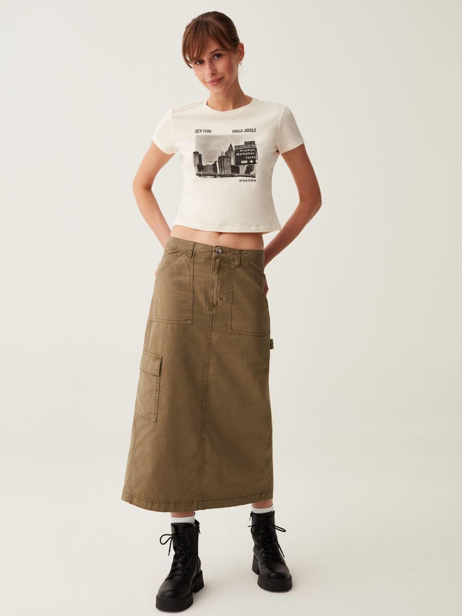 Midi cargo skirt in cotton_0