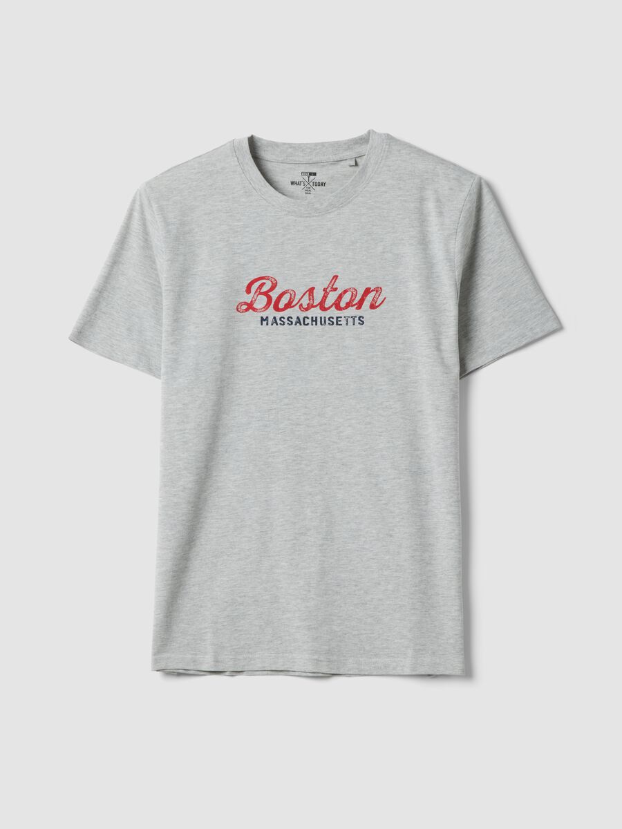 Graues T-Shirt aus reiner Baumwolle mit Print, Regular Fit_0