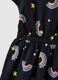Girls' regular fit black pure cotton dress with rainbows_3