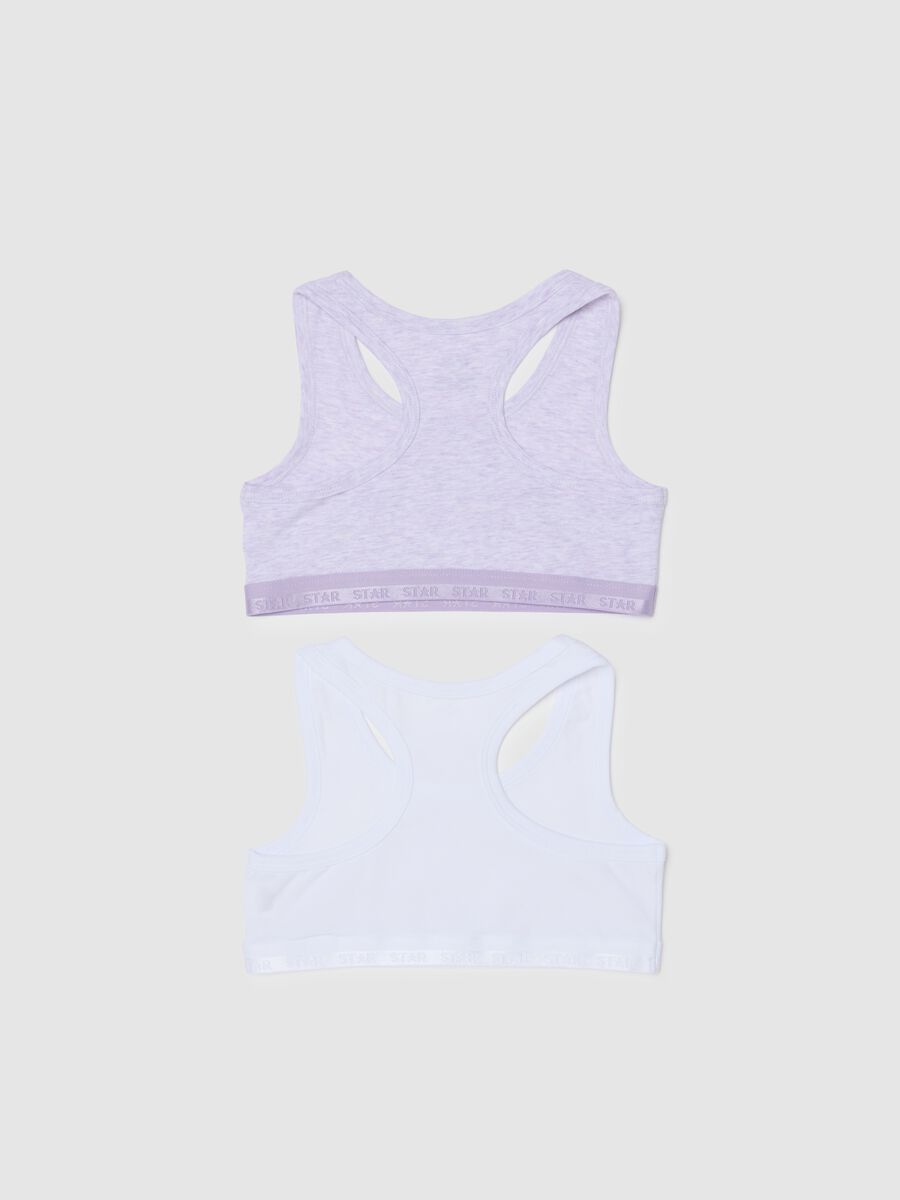 Girls' multicolour stretch cotton sports bras twin pack_1