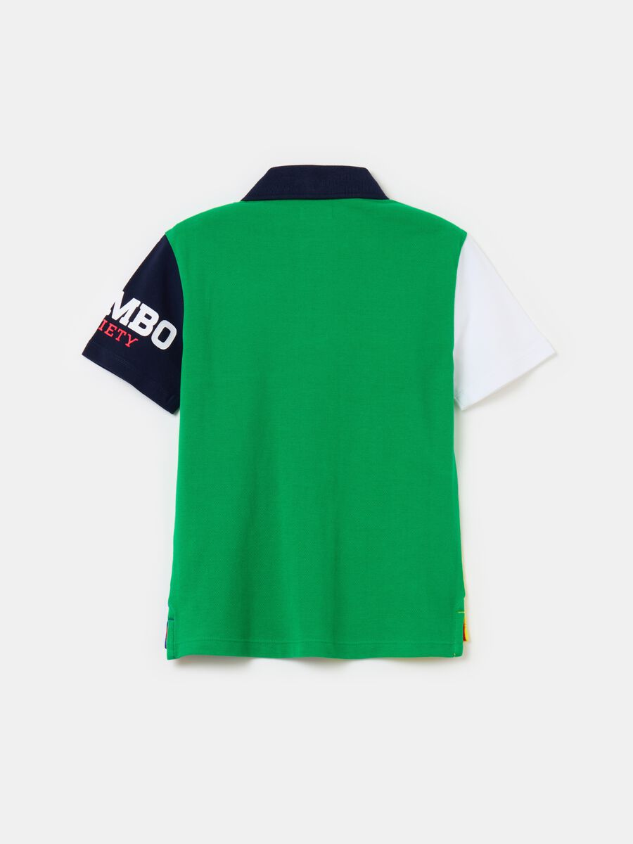 Colourblock cotton polo shirt with print_3