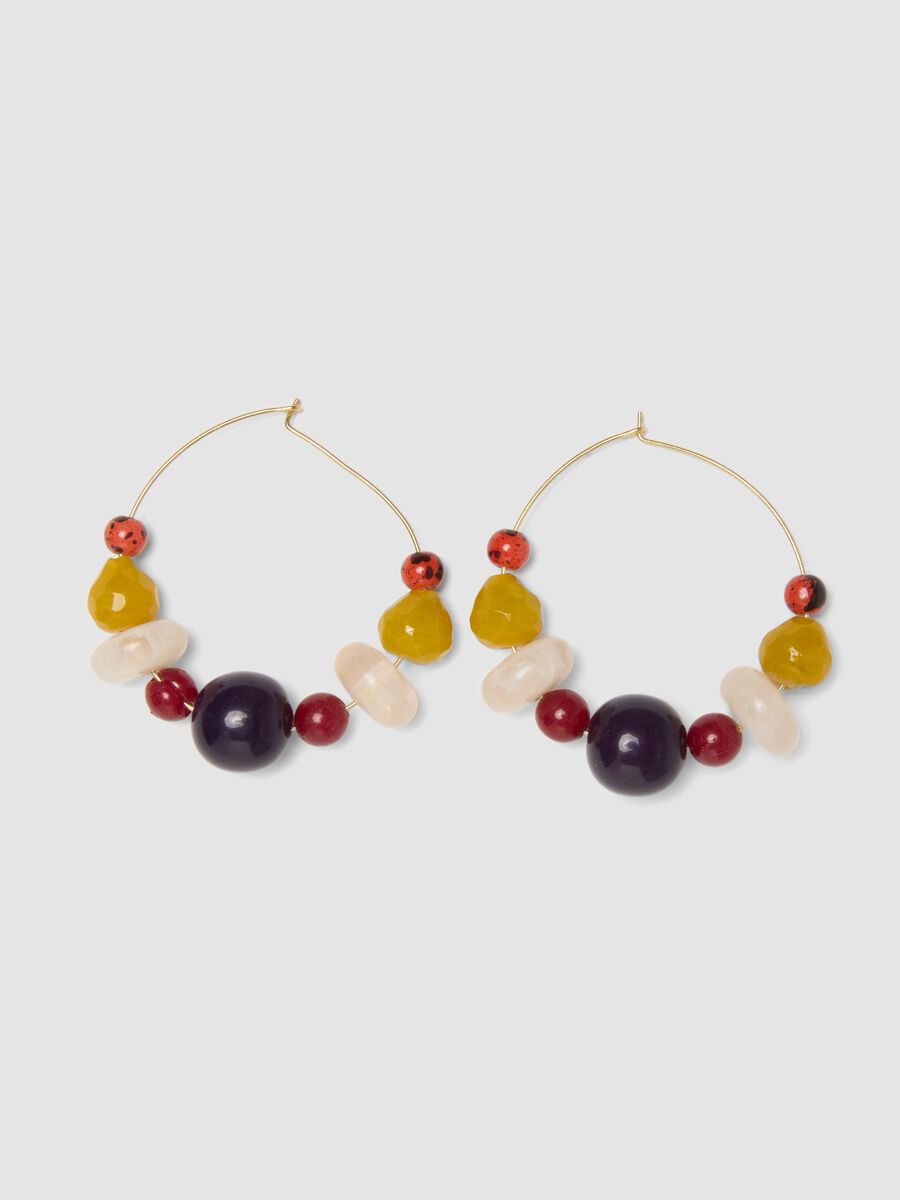 Hoop earrings with multicolour resin stones_1