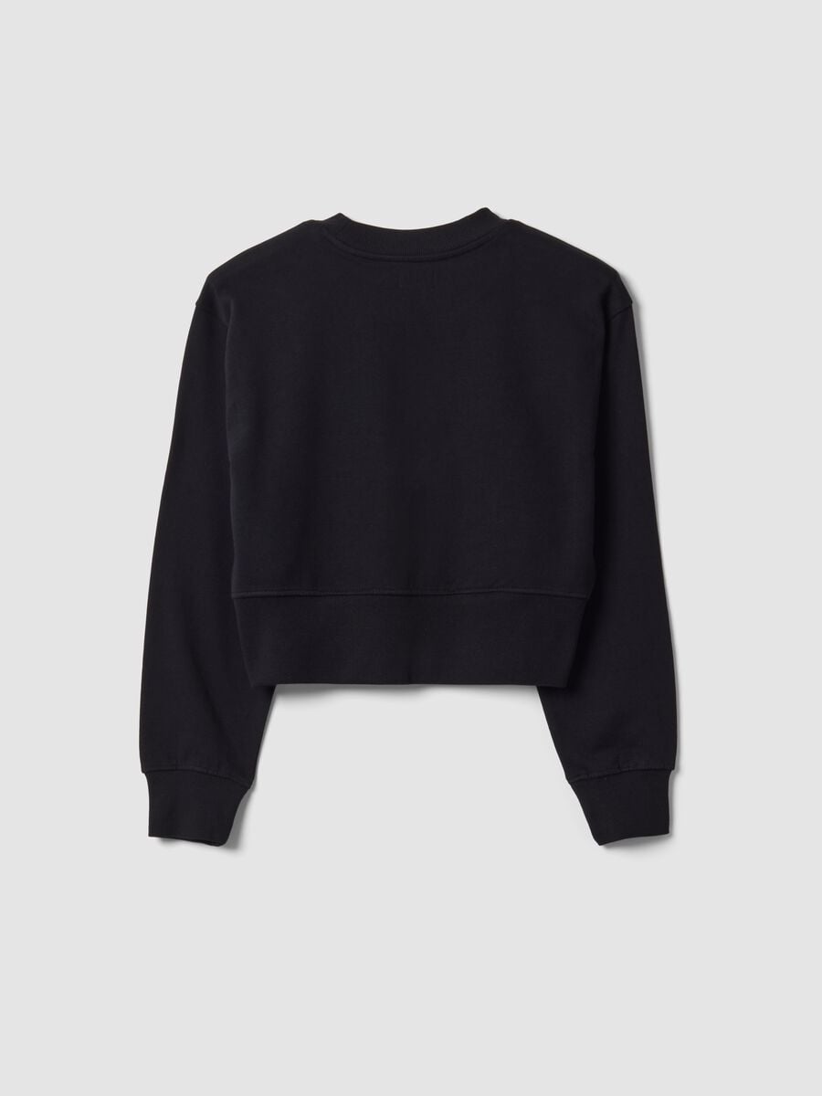 Black sweatshirt in organic cotton and viscose blend with ribbed collar_4