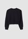 Schwarzes Sweatshirt aus Bio-Baumwoll- und Viskosemix mit Rippkragen_4