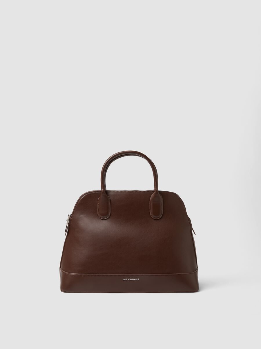 Brown handbag with zip closure_0