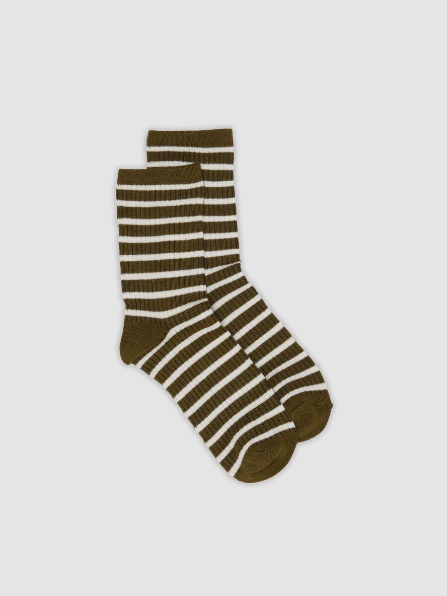 Green striped stretch-fabric socks_0