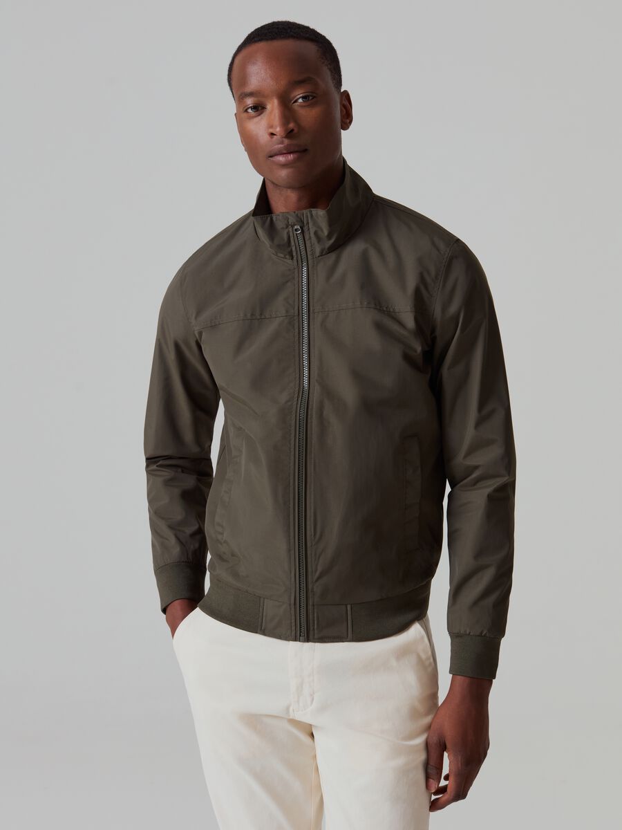 Full-zip bomber jacket with high neck_1