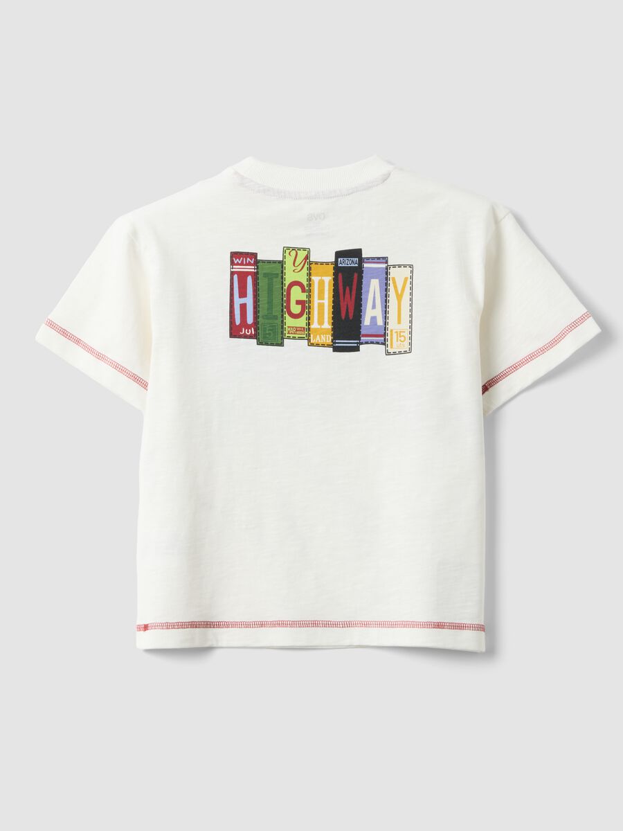 White pure cotton oversized fit girl's T-shirt with print_1