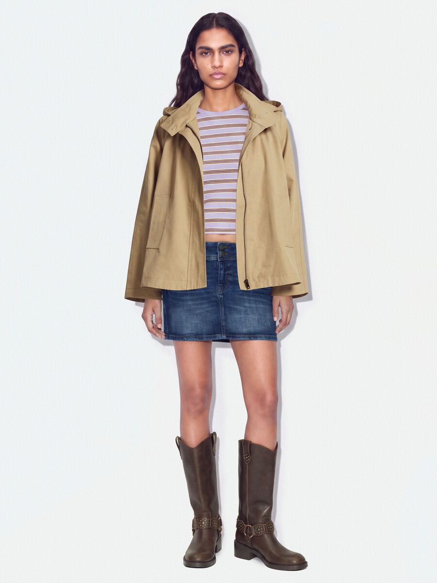 Beige cotton-blend parka with hood, regular fit_2