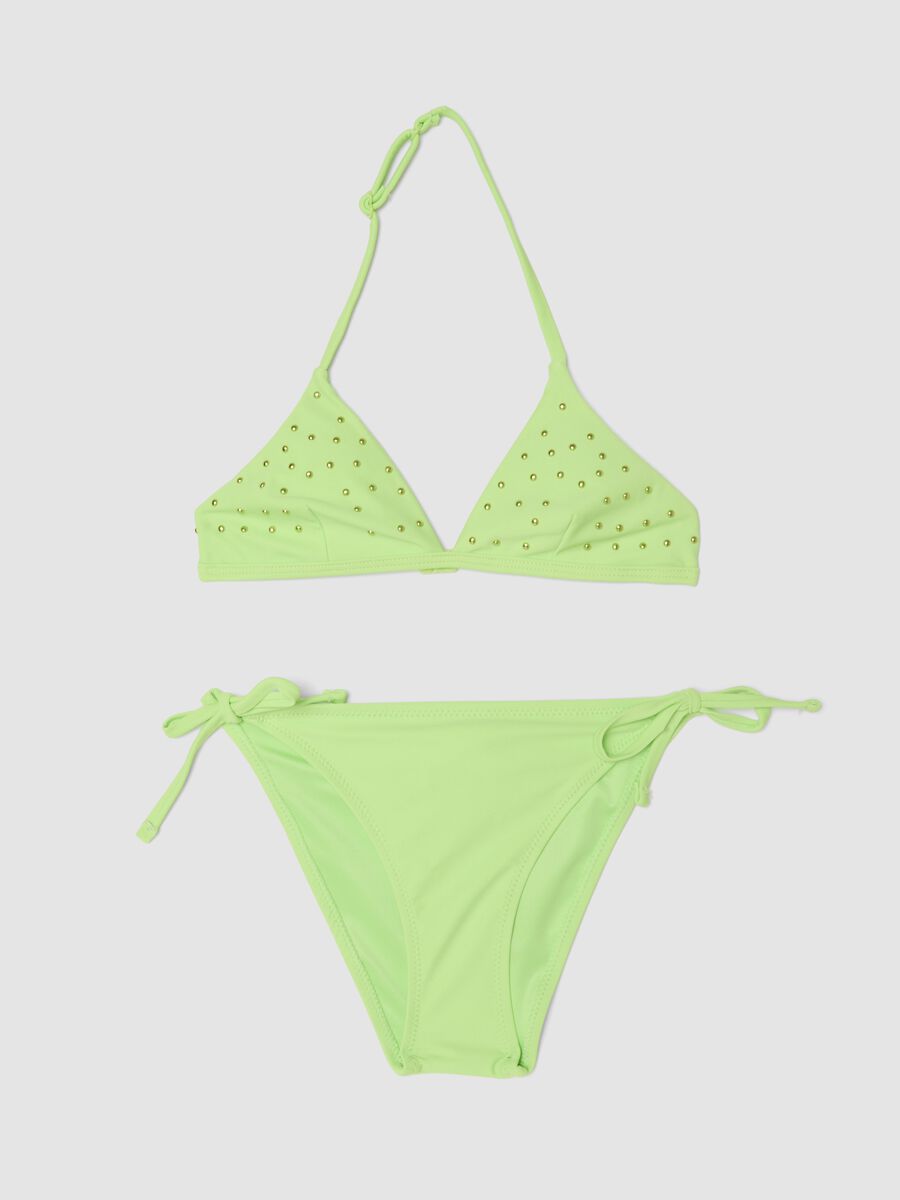 Green triangle bikini in stretch fabric_0