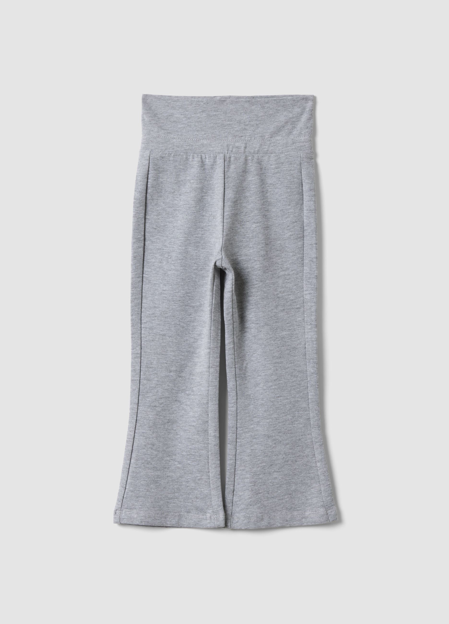 Girls&rsquo; grey flared leggings in organic cotton and stretch viscose