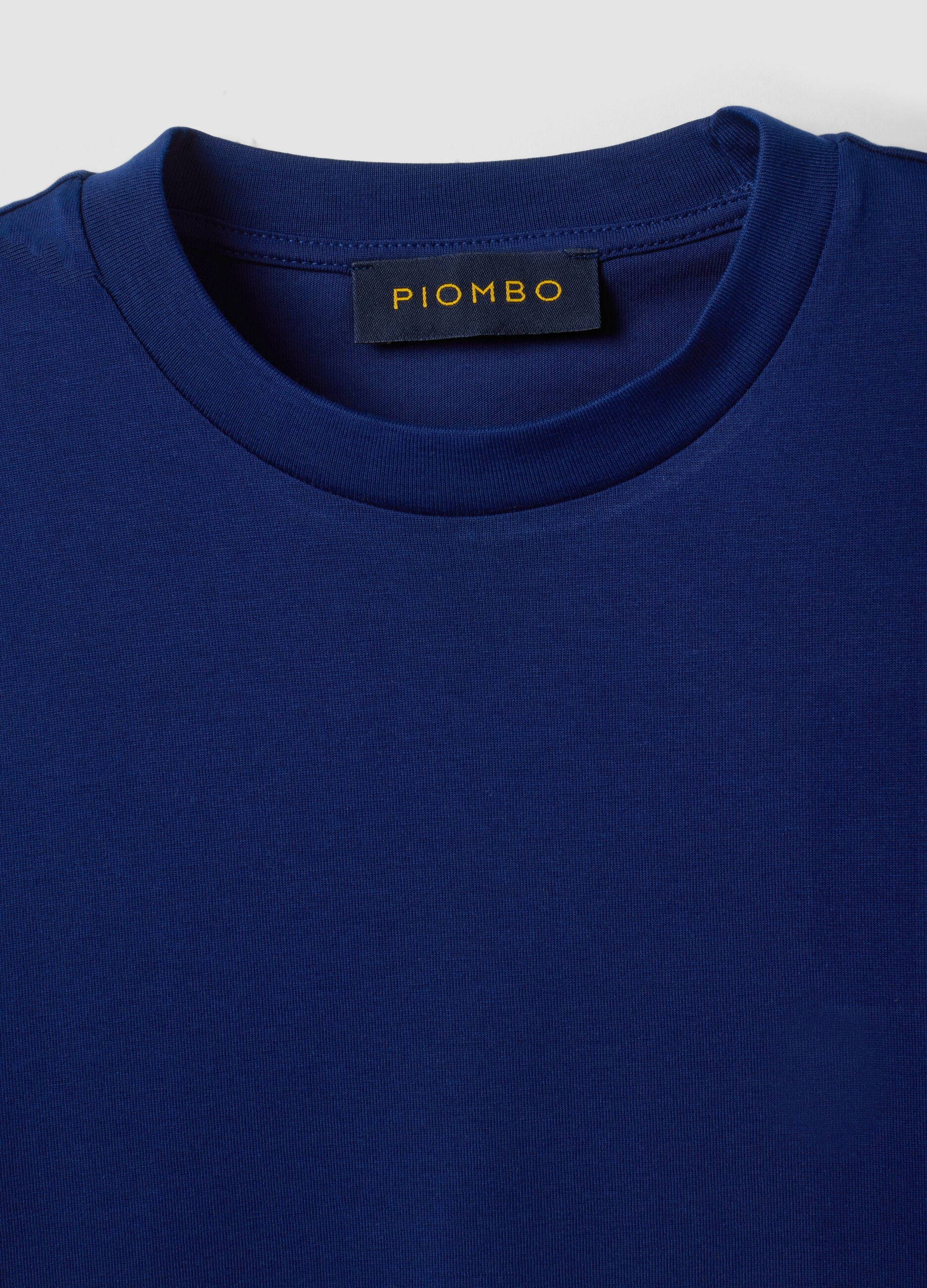 Blue Supima cotton crew-neck T-shirt, regular fit