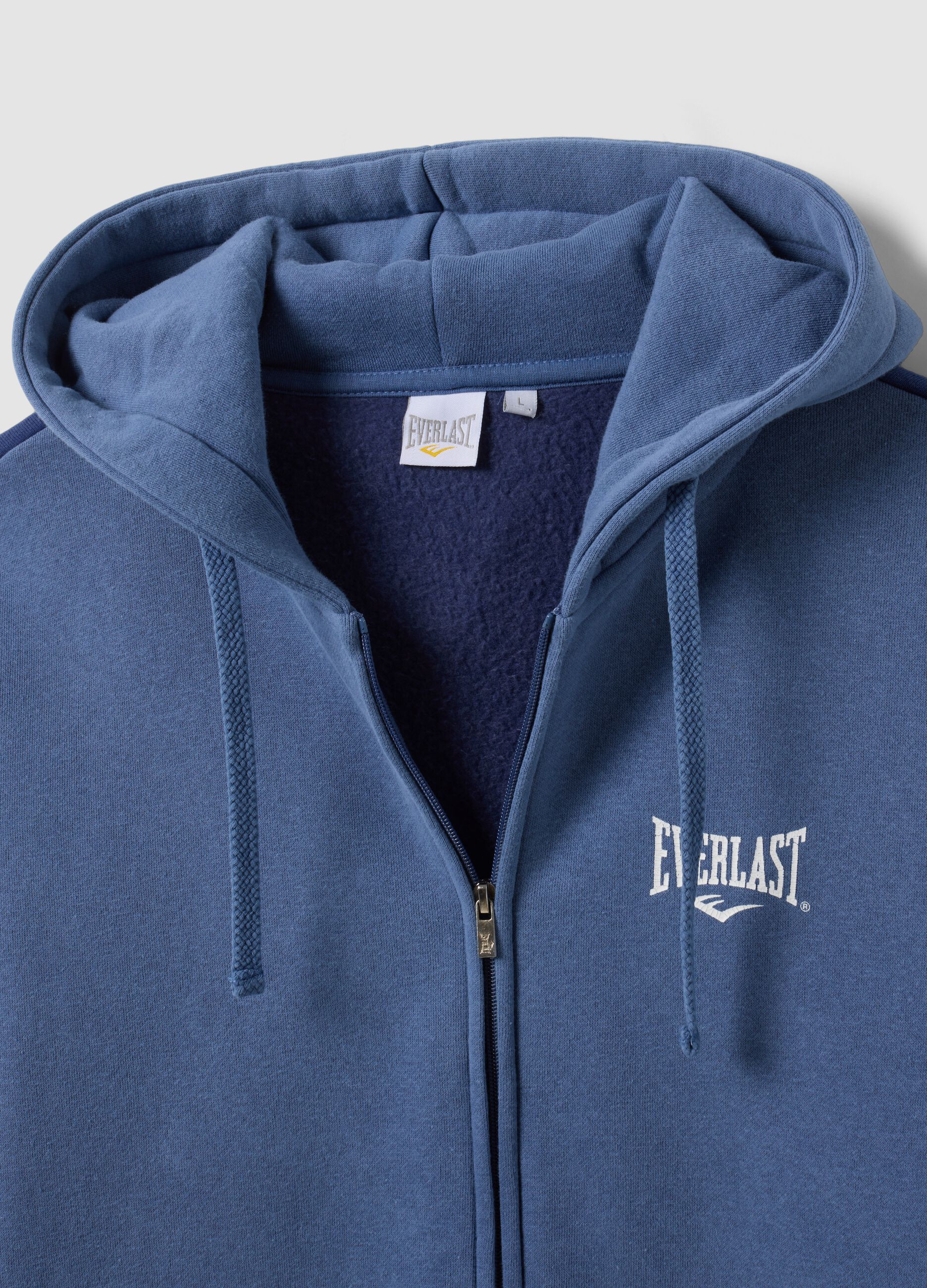 Blue cotton-blend hooded sweatshirt with logo