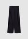Black Wide Leg Stretch Viscose Blend Trousers_4