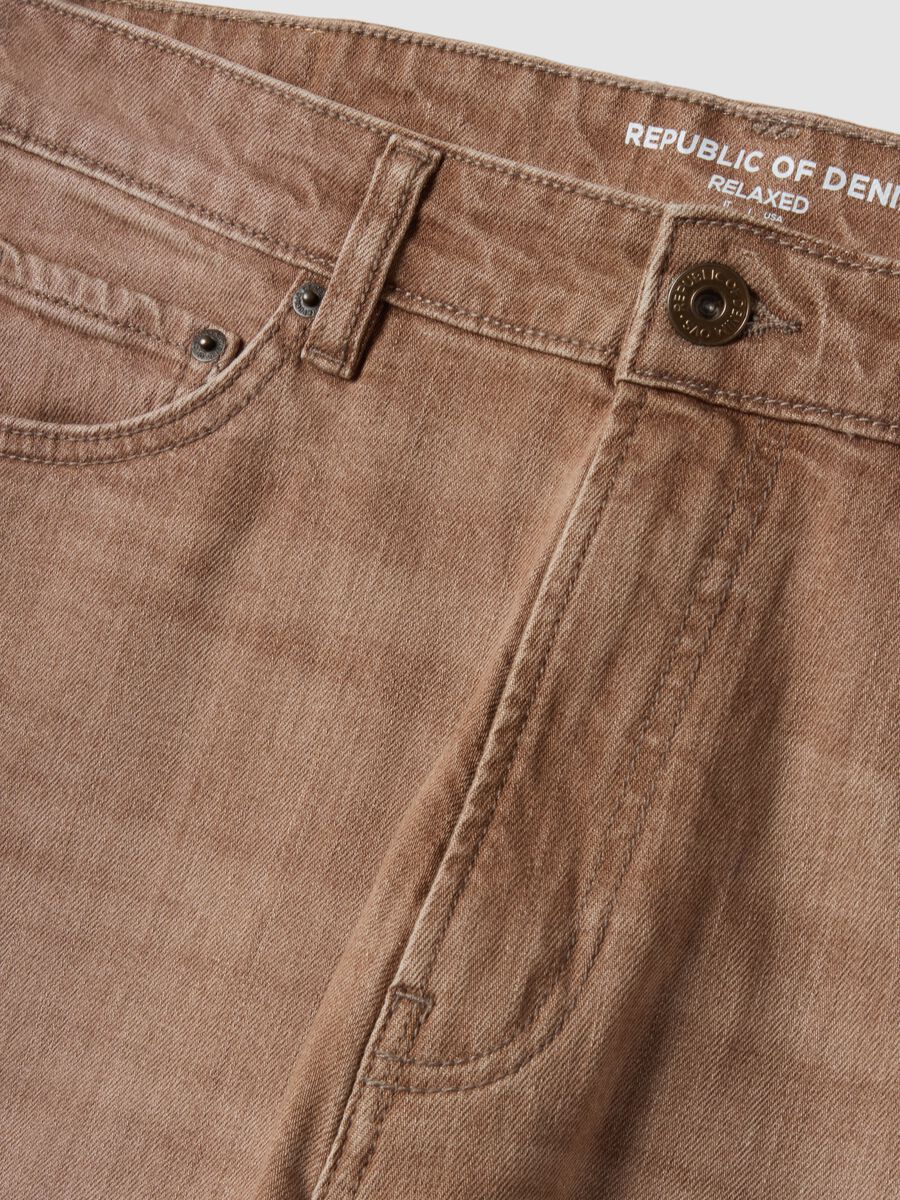 Brown denim jeans in stretch cotton, relaxed fit_5