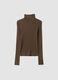 Brauner Rippstrick-Rollkragenpullover aus Viskosemix_0