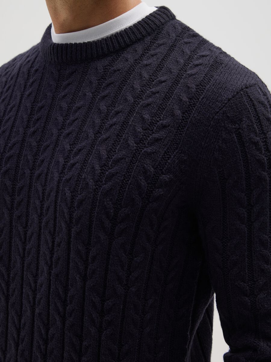 Blue Crew Neck Wool Blend Jumper_3