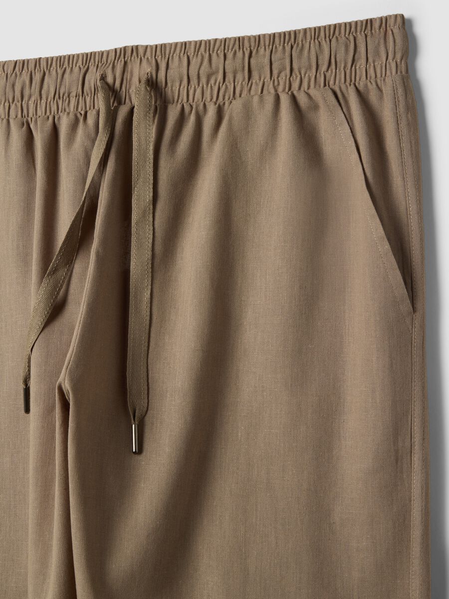 Beige cotton-linen blend pyjama trousers, relaxed fit_5