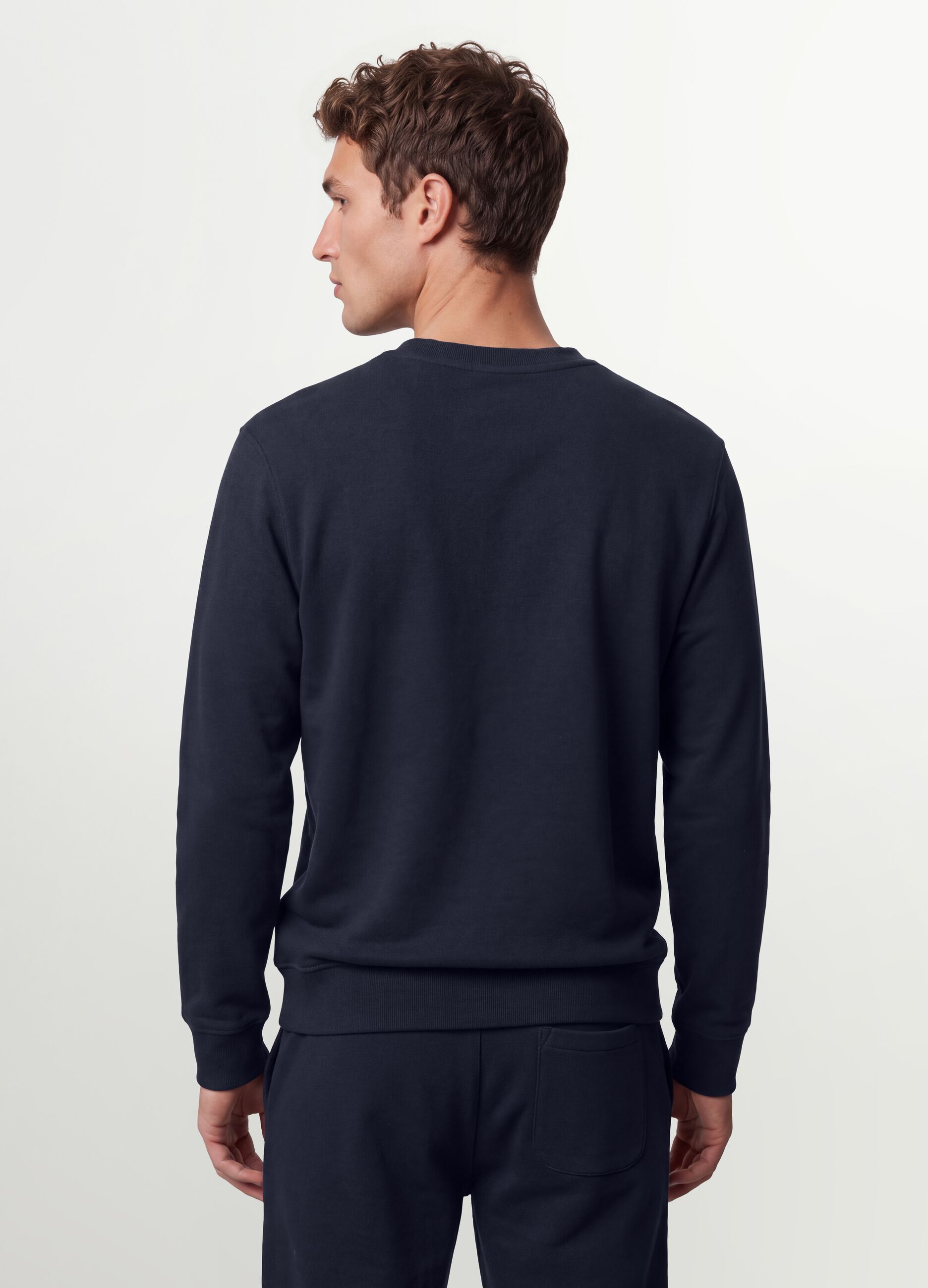 Blue crew-neck sweatshirt in cotton blend, regular fit