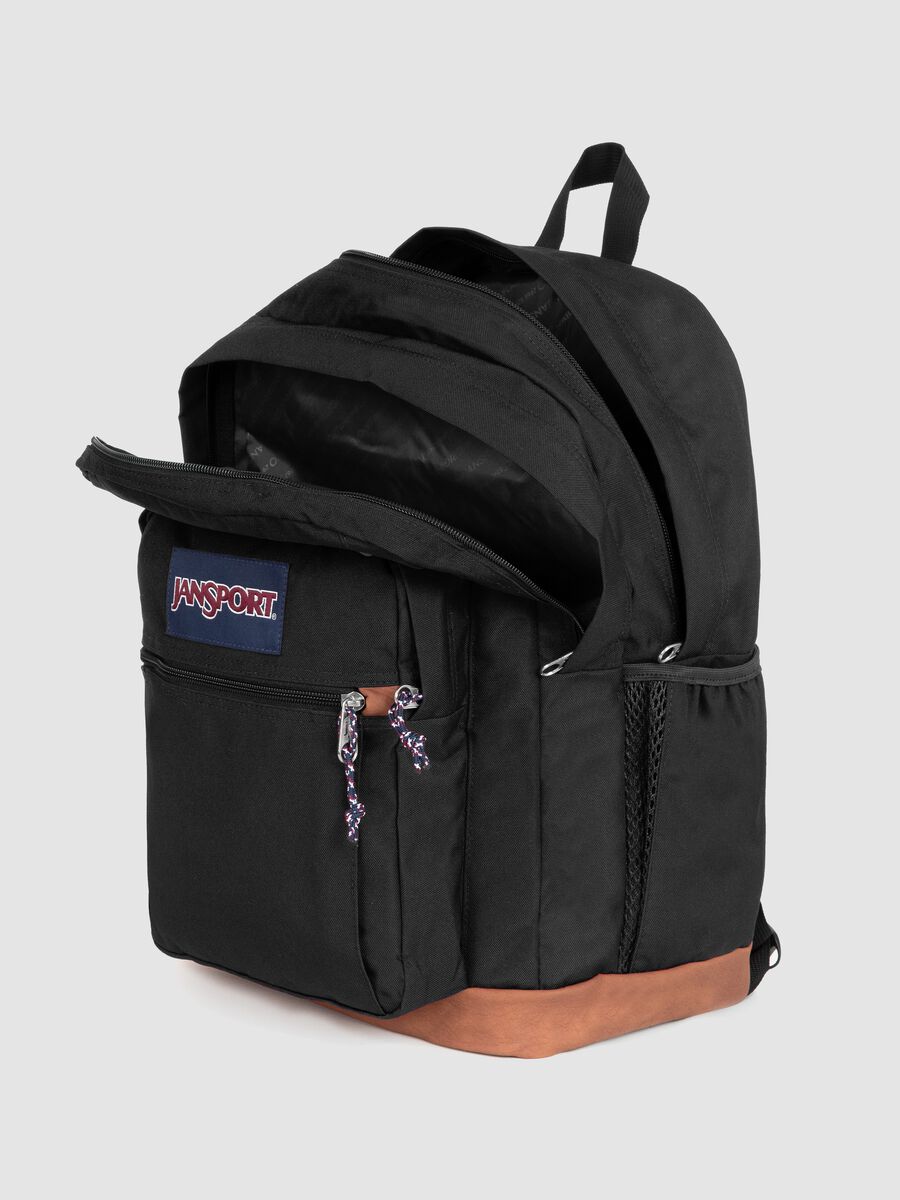 Zaino nero con fondo marrone e tasche esterne_2