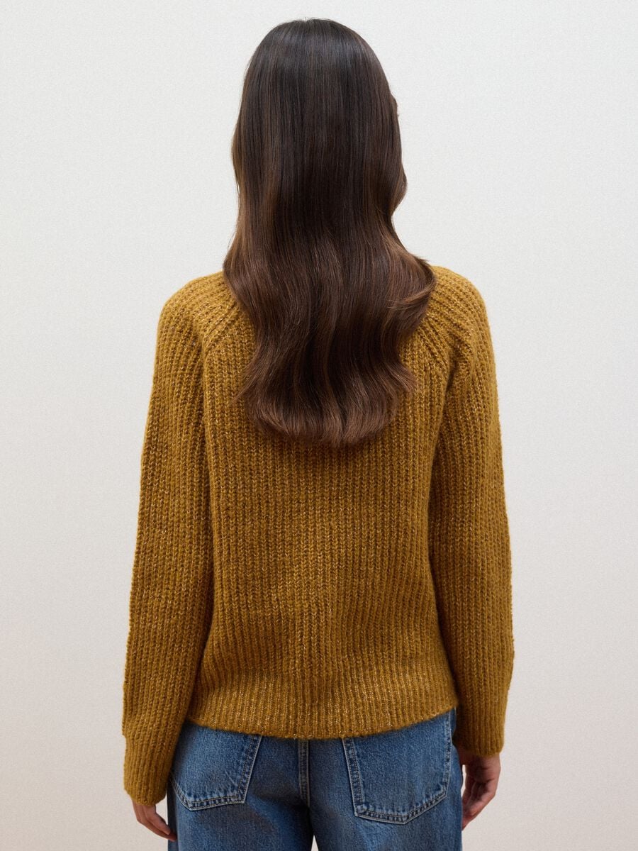 Pull jaune en laine stretch c&ocirc;tel&eacute;e, coupe regular_3