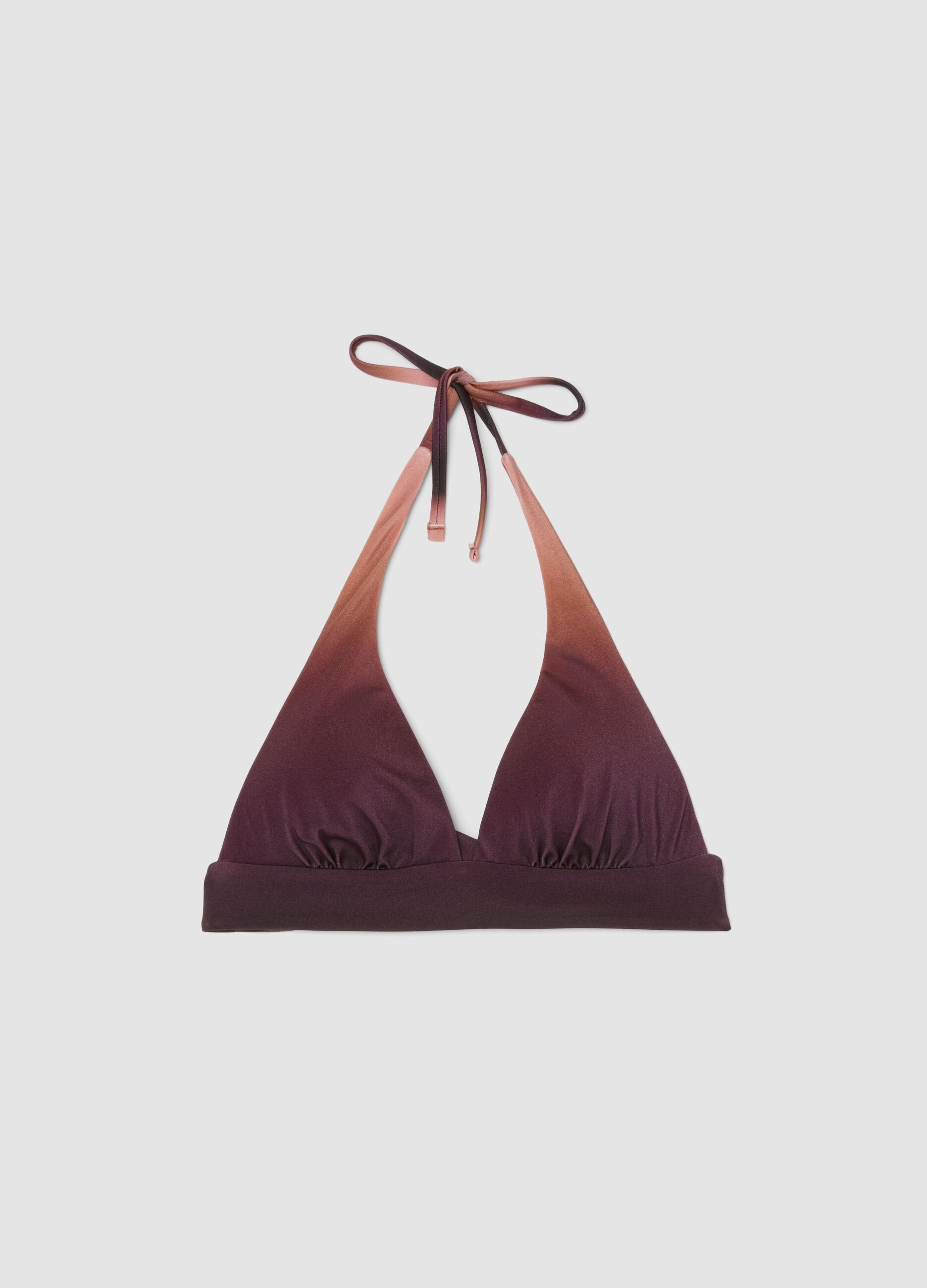 Braunes Stretch-Bikini-Top mit Ombr&eacute;-Effekt