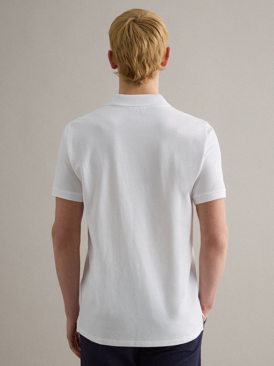 White regular fit pure cotton short sleeve polo_3