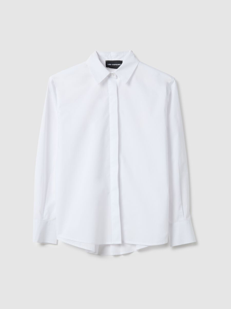 White pure cotton regular fit shirt with classic collar and buttons_4