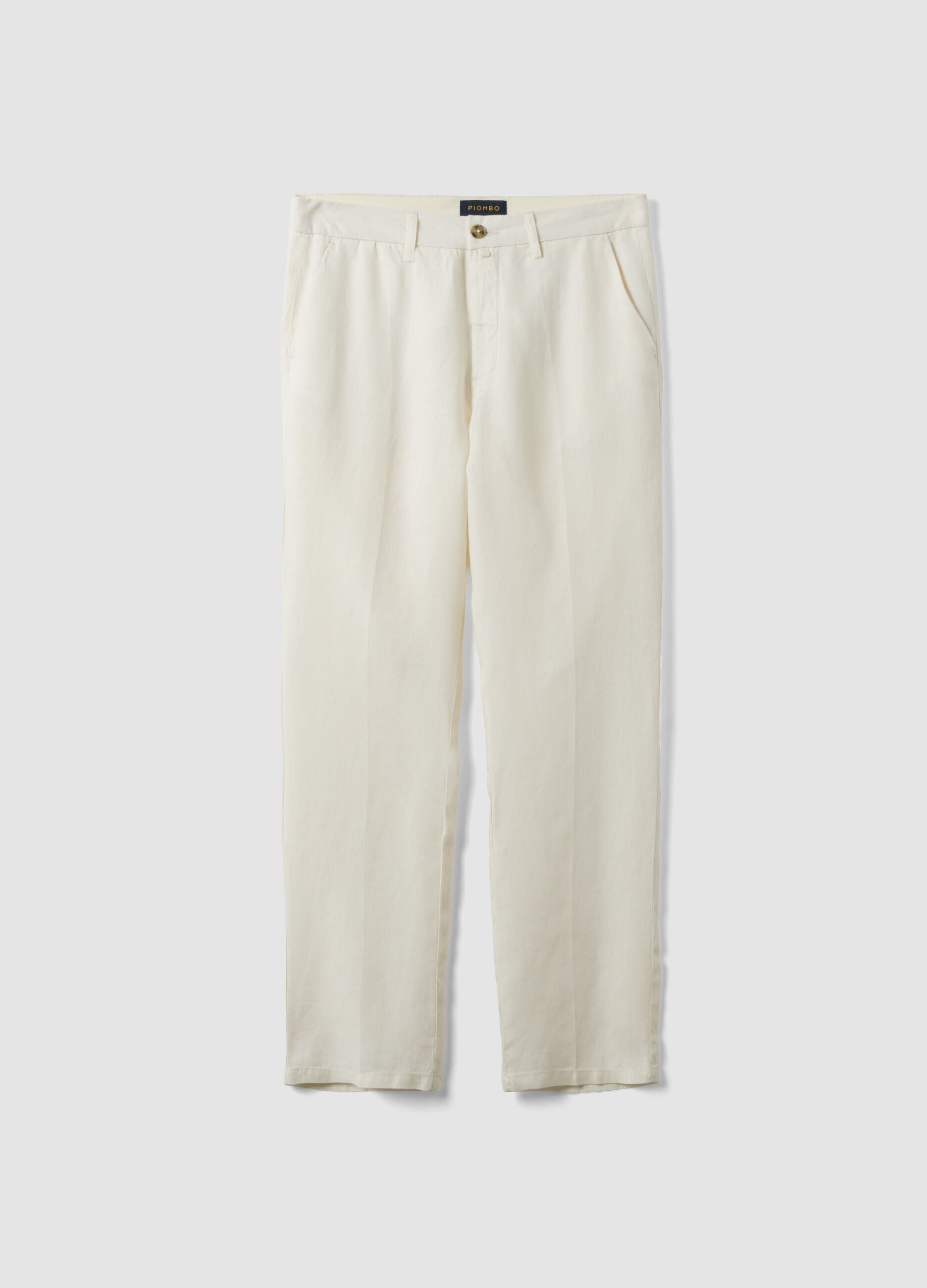 Wei&szlig;e Chinohose aus reinem Leinen, Regular Fit
