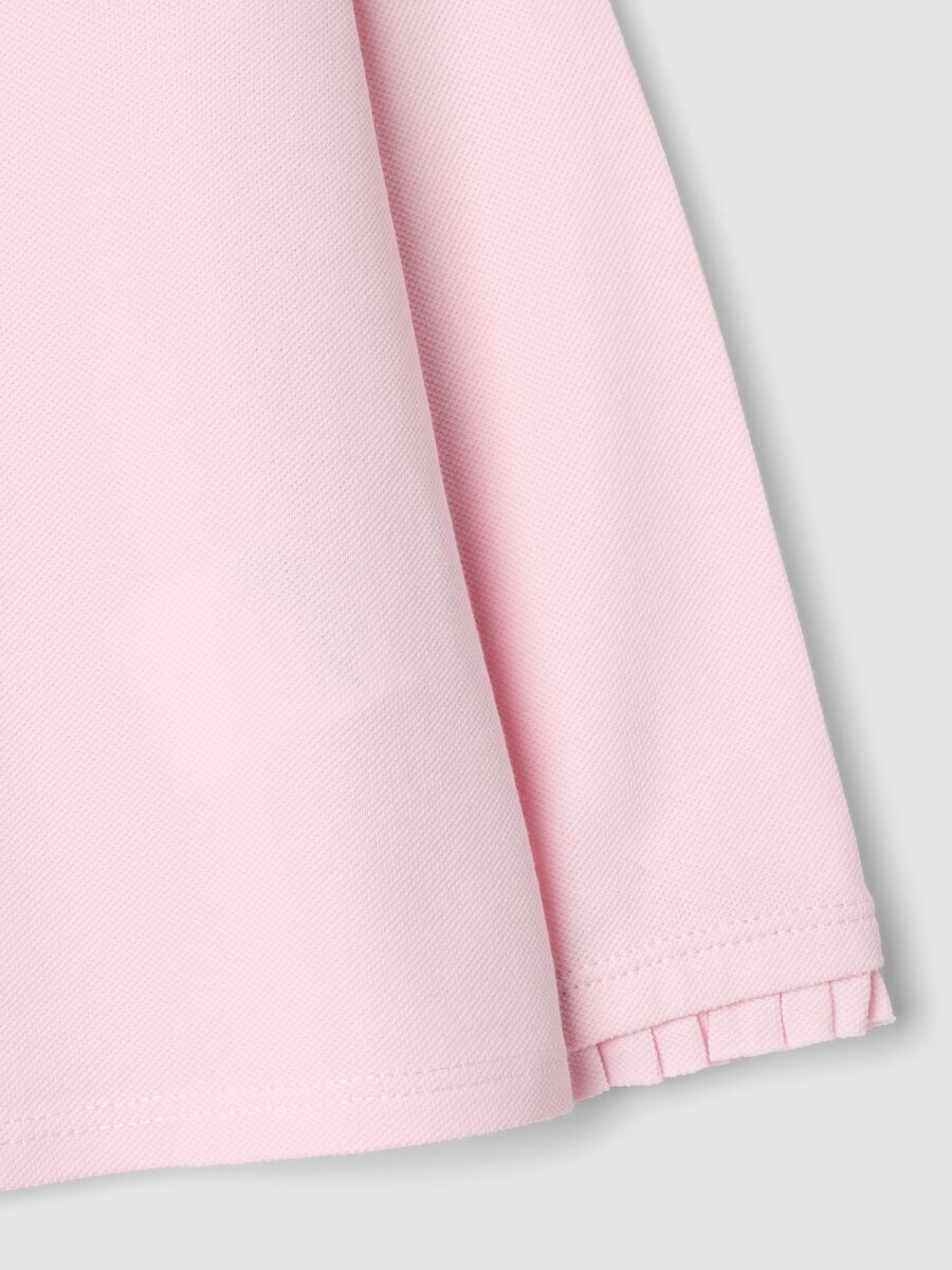 Pink long-sleeve organic cotton polo shirt, regular fit, for baby girl_3