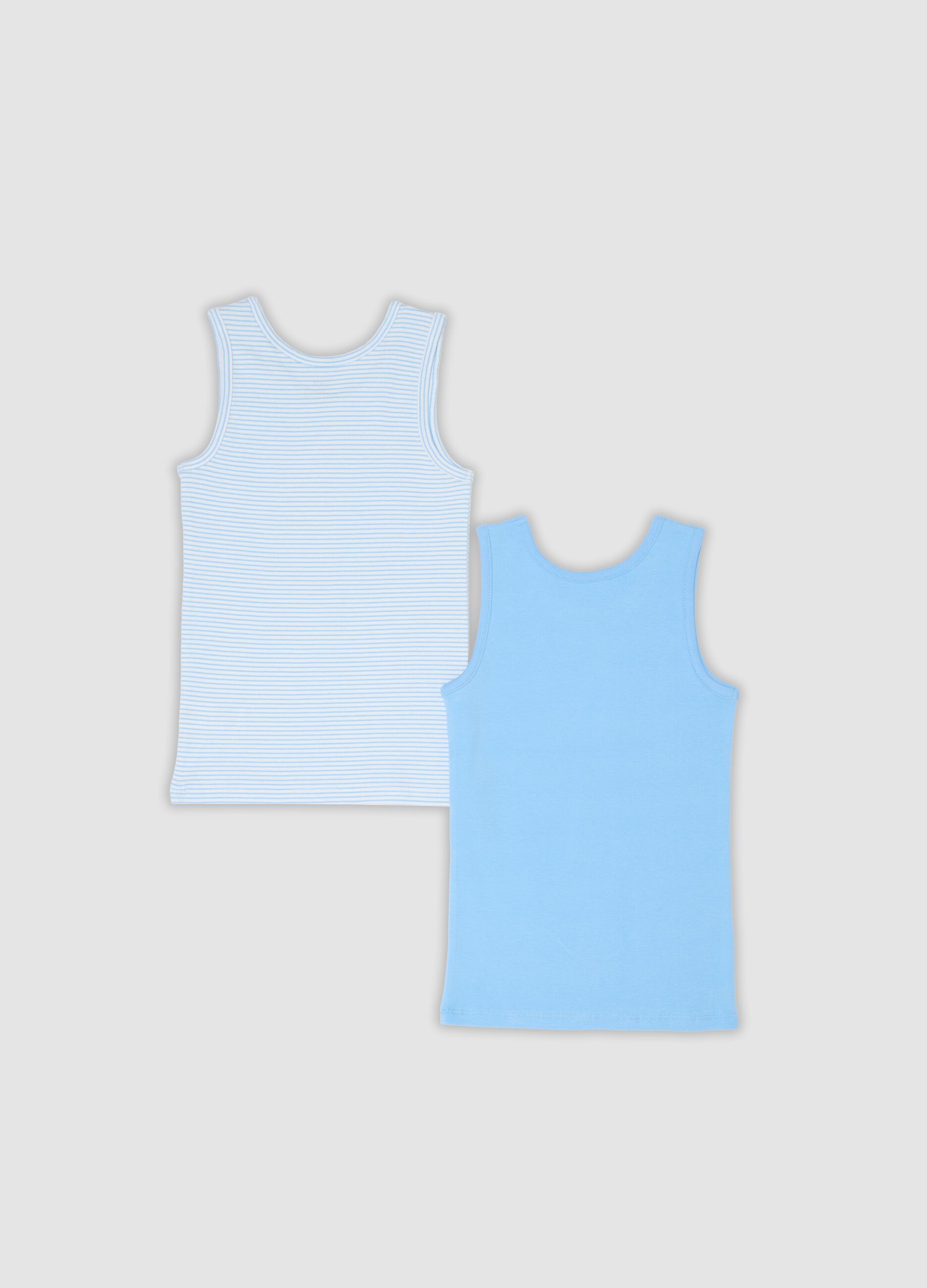 2-pack of blue organic cotton regular-fit vest tops for kids