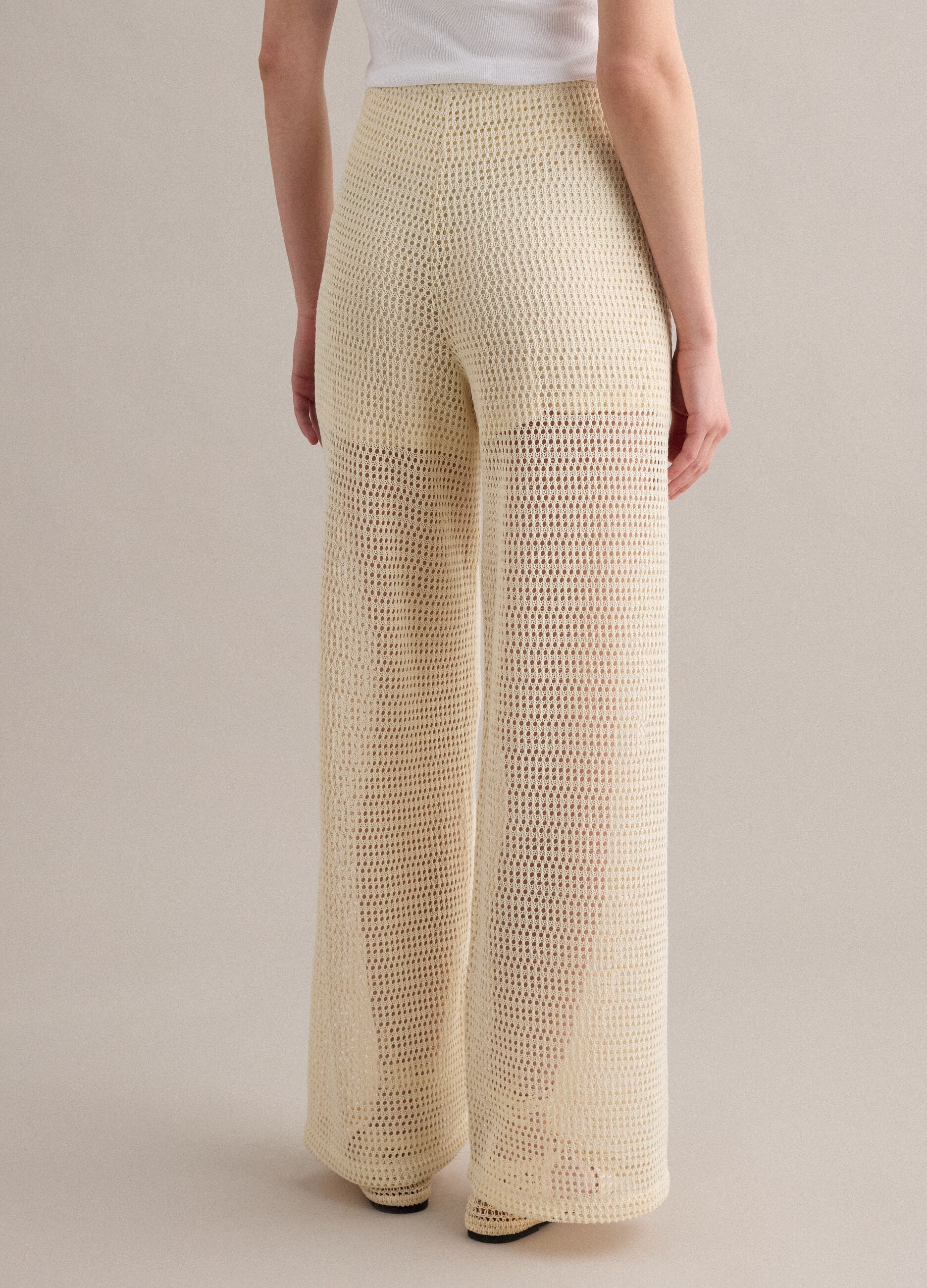 Beige palazzo trousers in a viscose blend