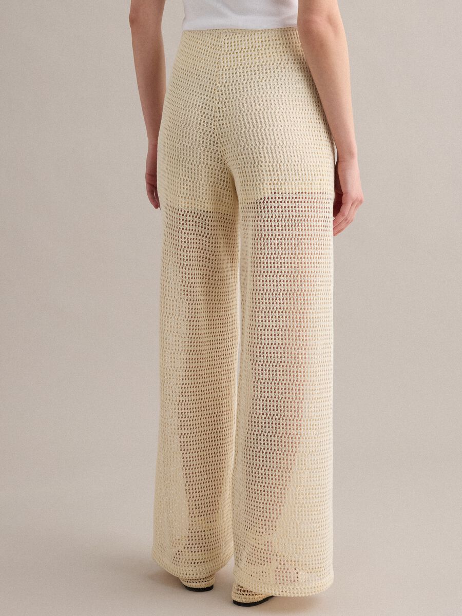 Beige palazzo trousers in a viscose blend_2