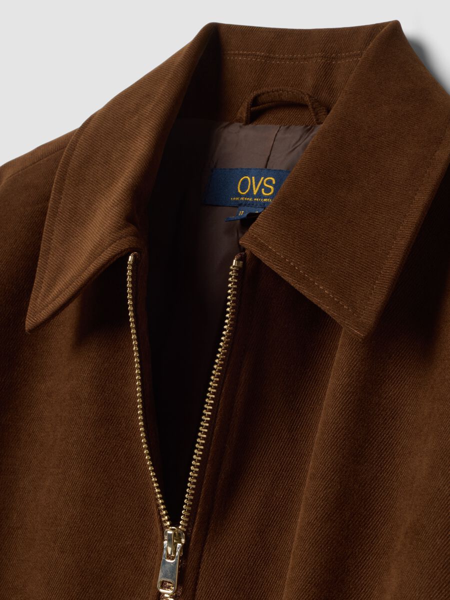 Brauner Stretch-Blazer mit Reissverschluss, Oversize-Fit_1