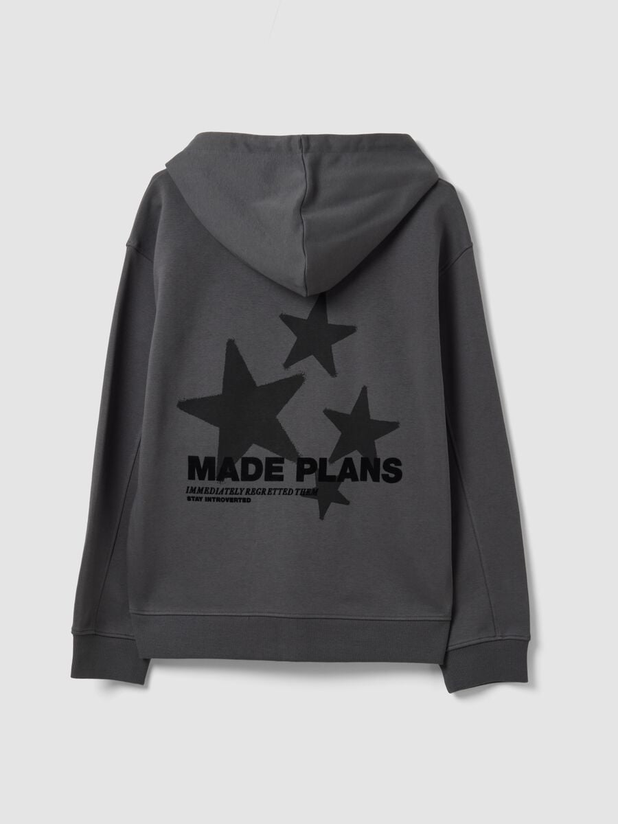 Grey cotton-blend hoodie with relaxed-fit slogan_6