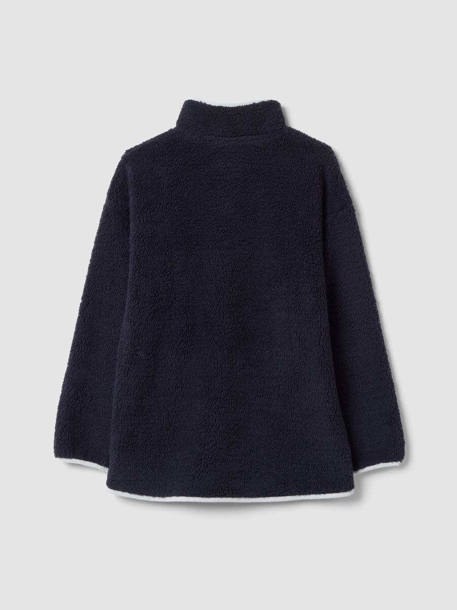 Vestaglia sherpa blu con zip e due tasche_2