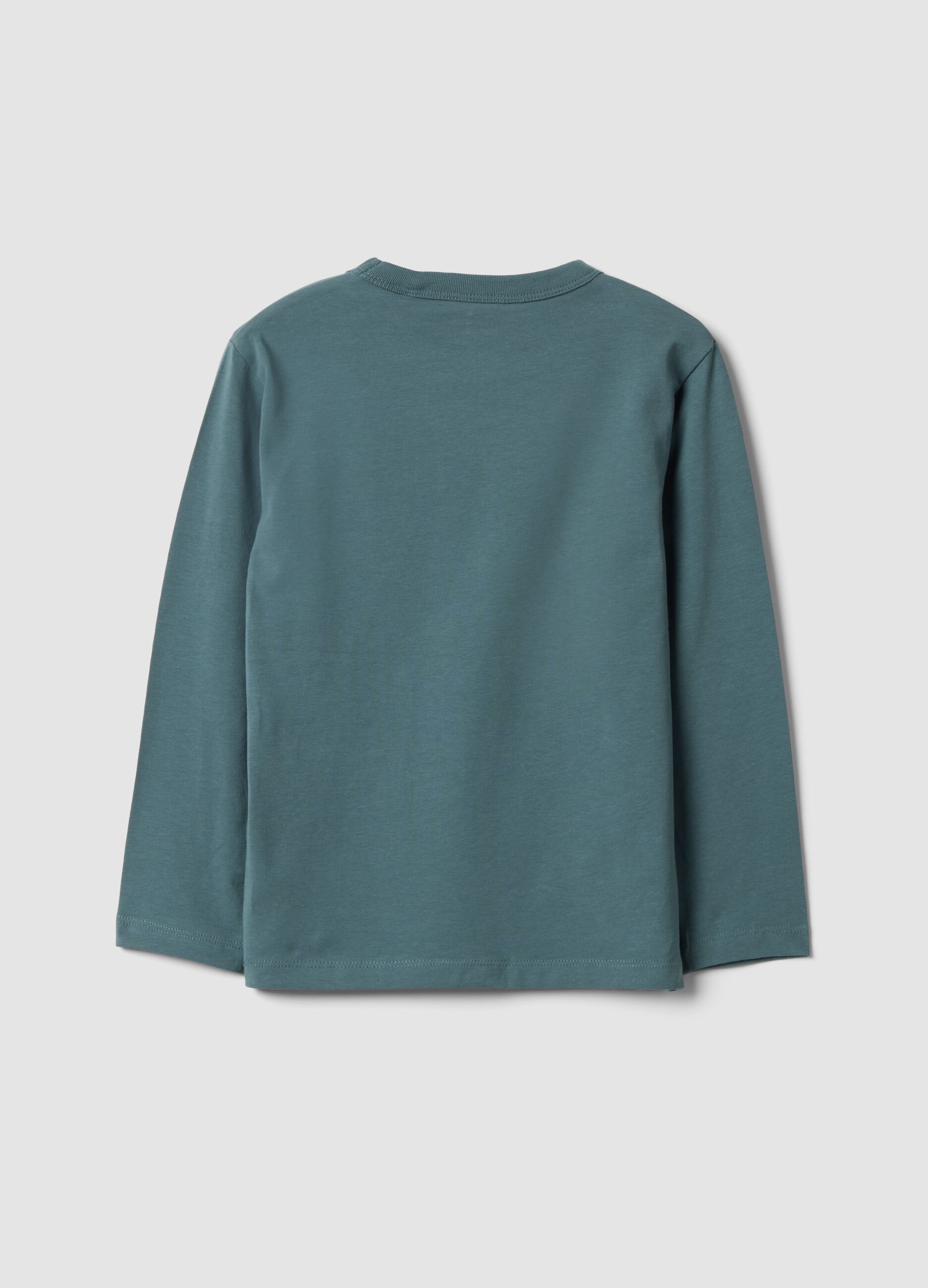 Blue long-sleeve organic cotton T-shirt