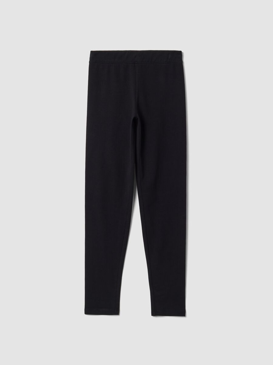 Girls&rsquo; black skinny-fit leggings in stretch organic cotton_4