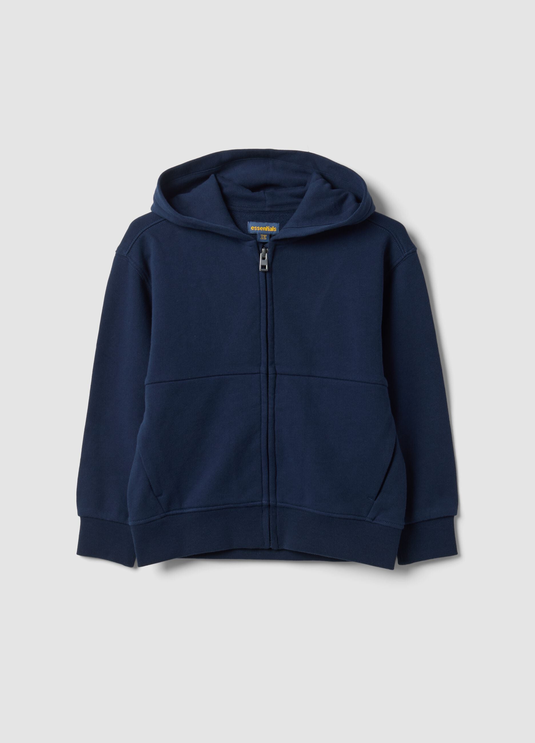 Sweatshirt azul com capuz em algod&atilde;o org&acirc;nico puro, corte oversized, para menino