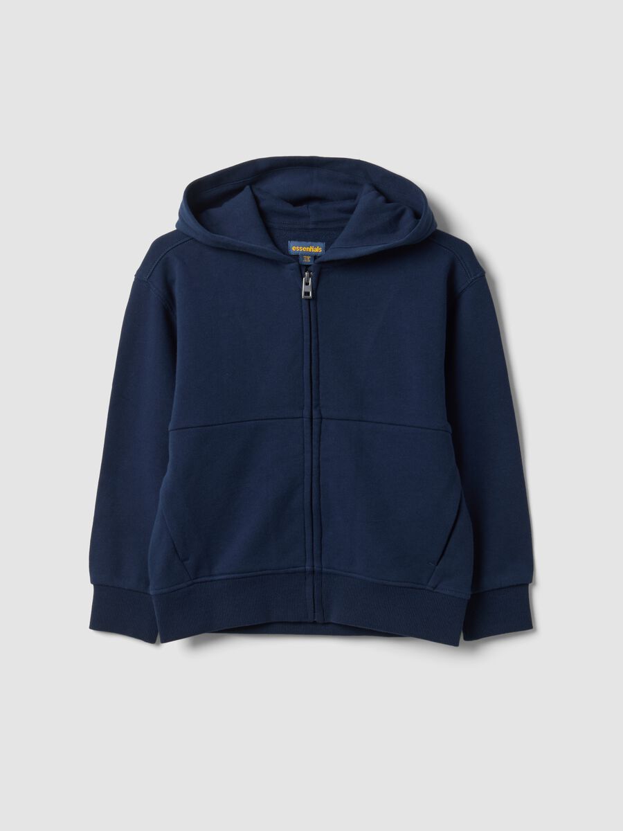 Blue hooded sweatshirt in pure organic cotton, oversized fit, for boys_0