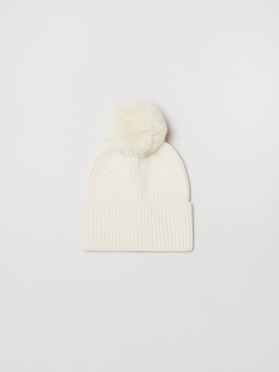 Ribbed hat with pompom_0