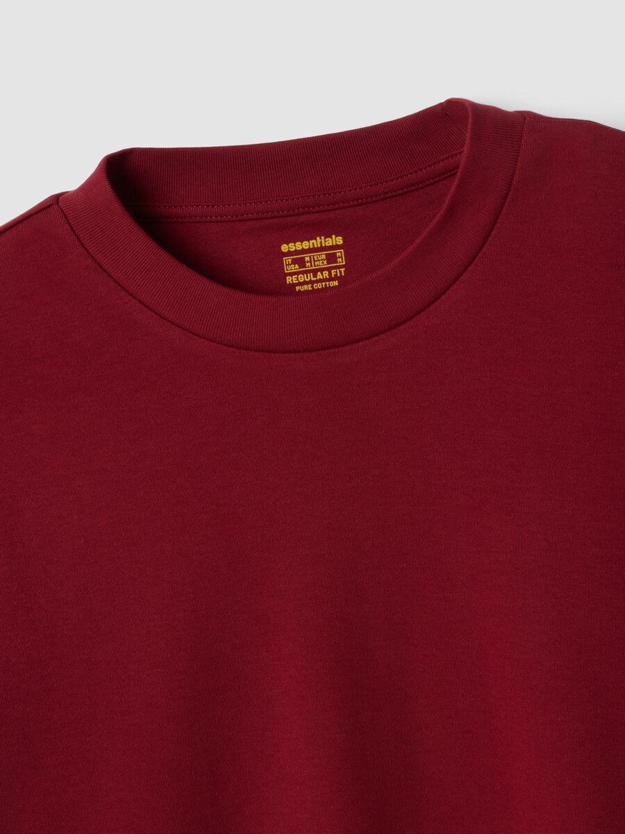 T-shirt rossa in puro cotone girocollo regular fit_1