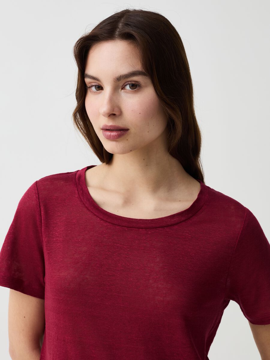Camiseta de lino con cuello redondo_1