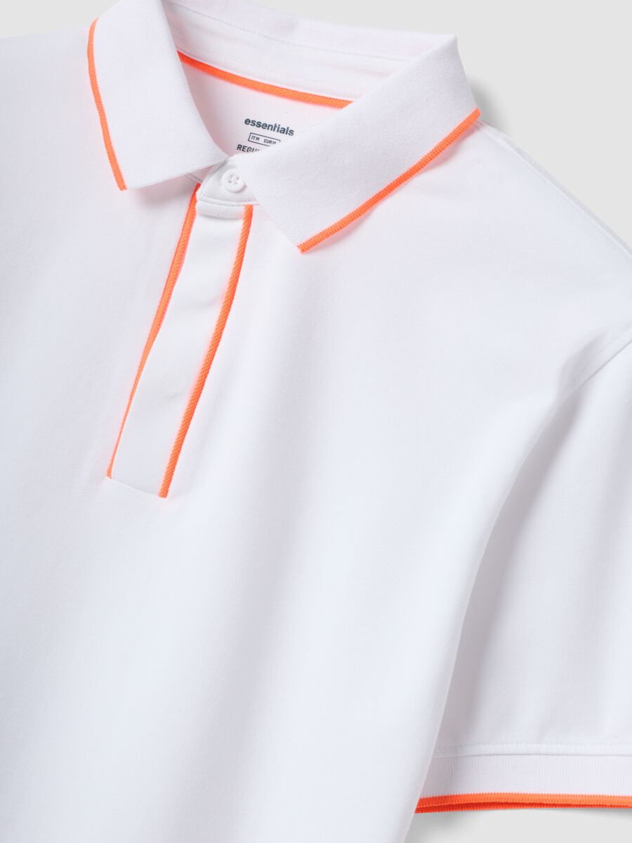 White stretch cotton polo shirt with contrast trims_1