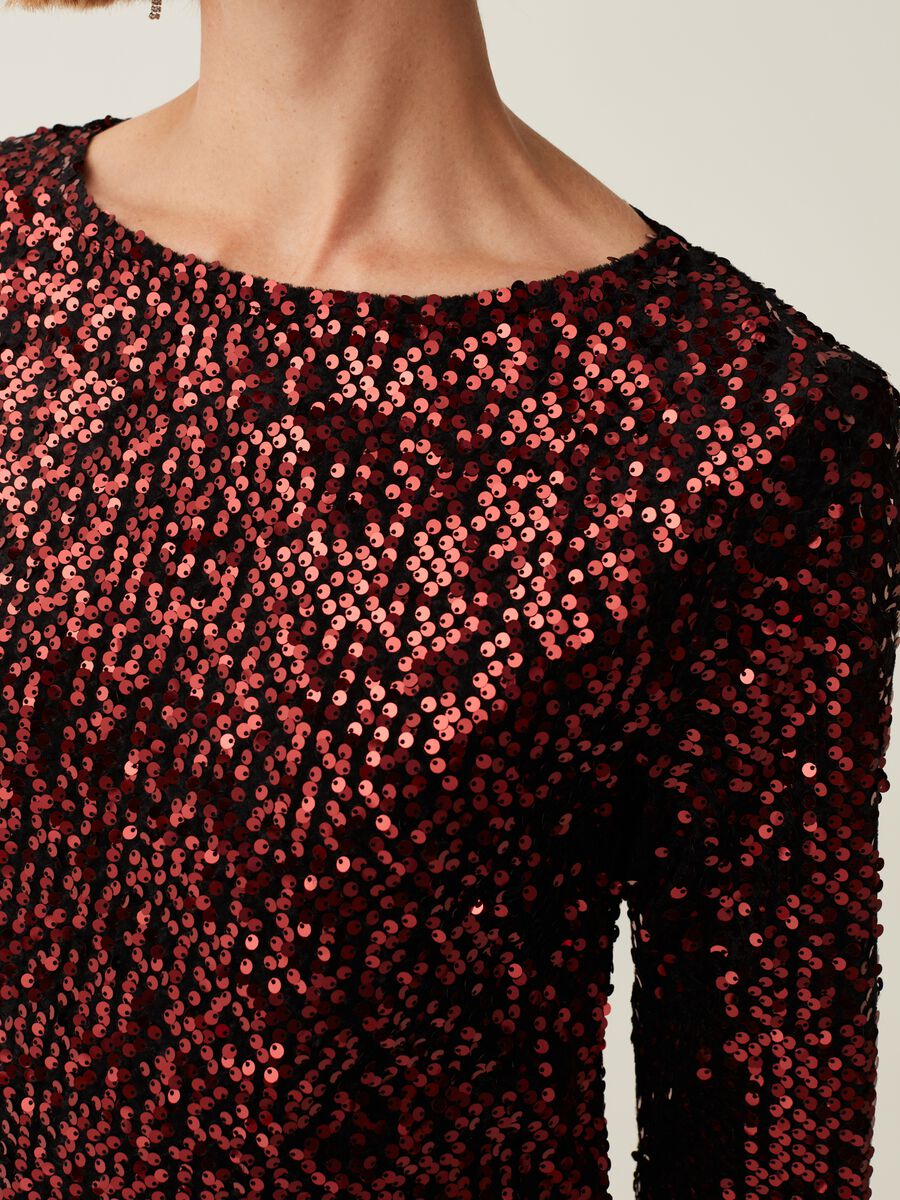 Dress with sequins and three-quarter sleeves_3