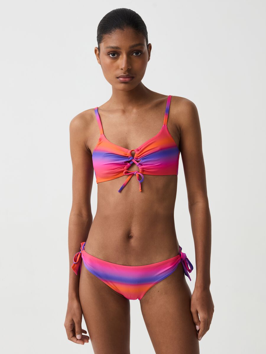 Bralette bikini top with faded stripe pattern_1