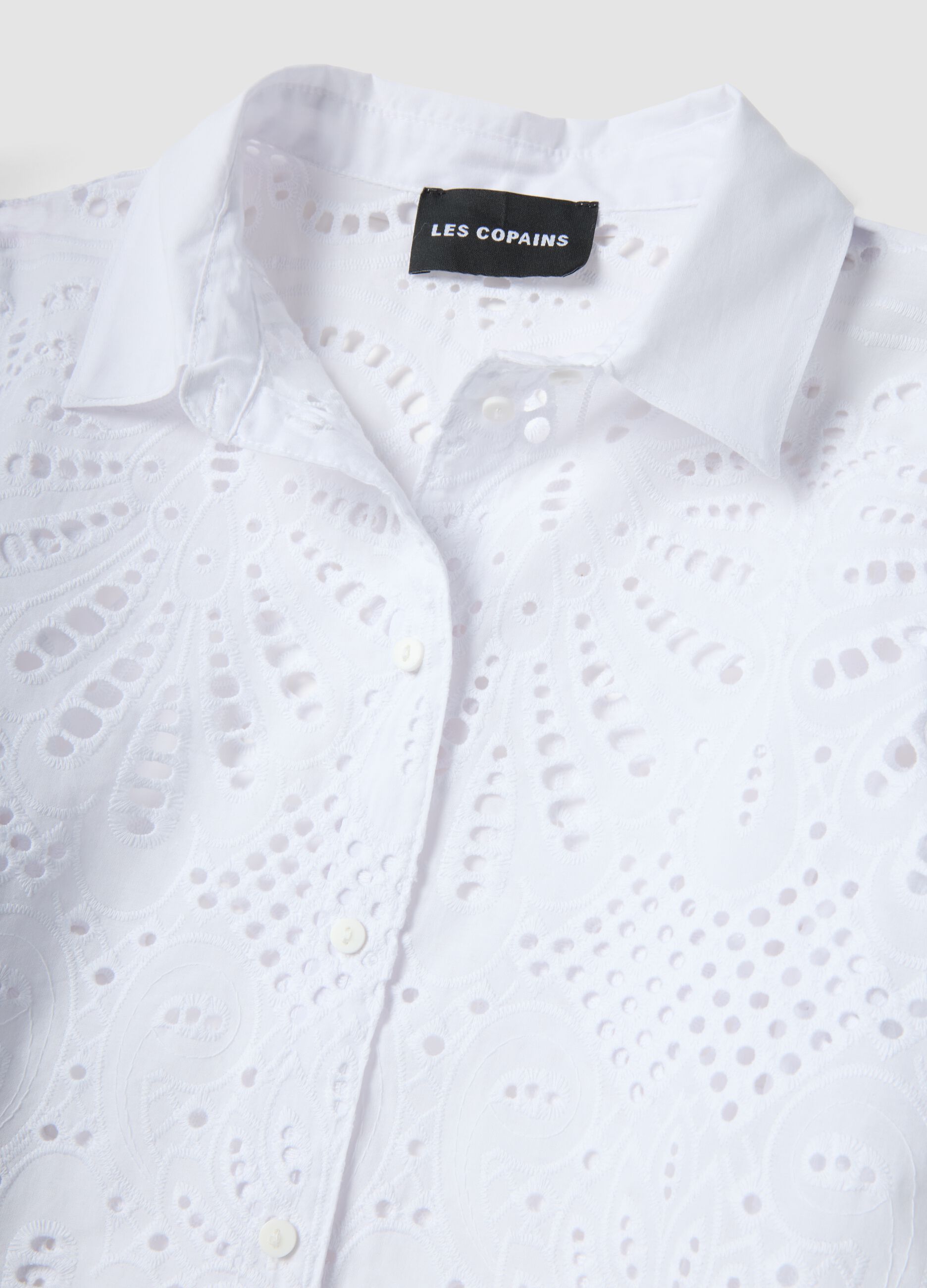 White pure cotton broderie anglaise shirt