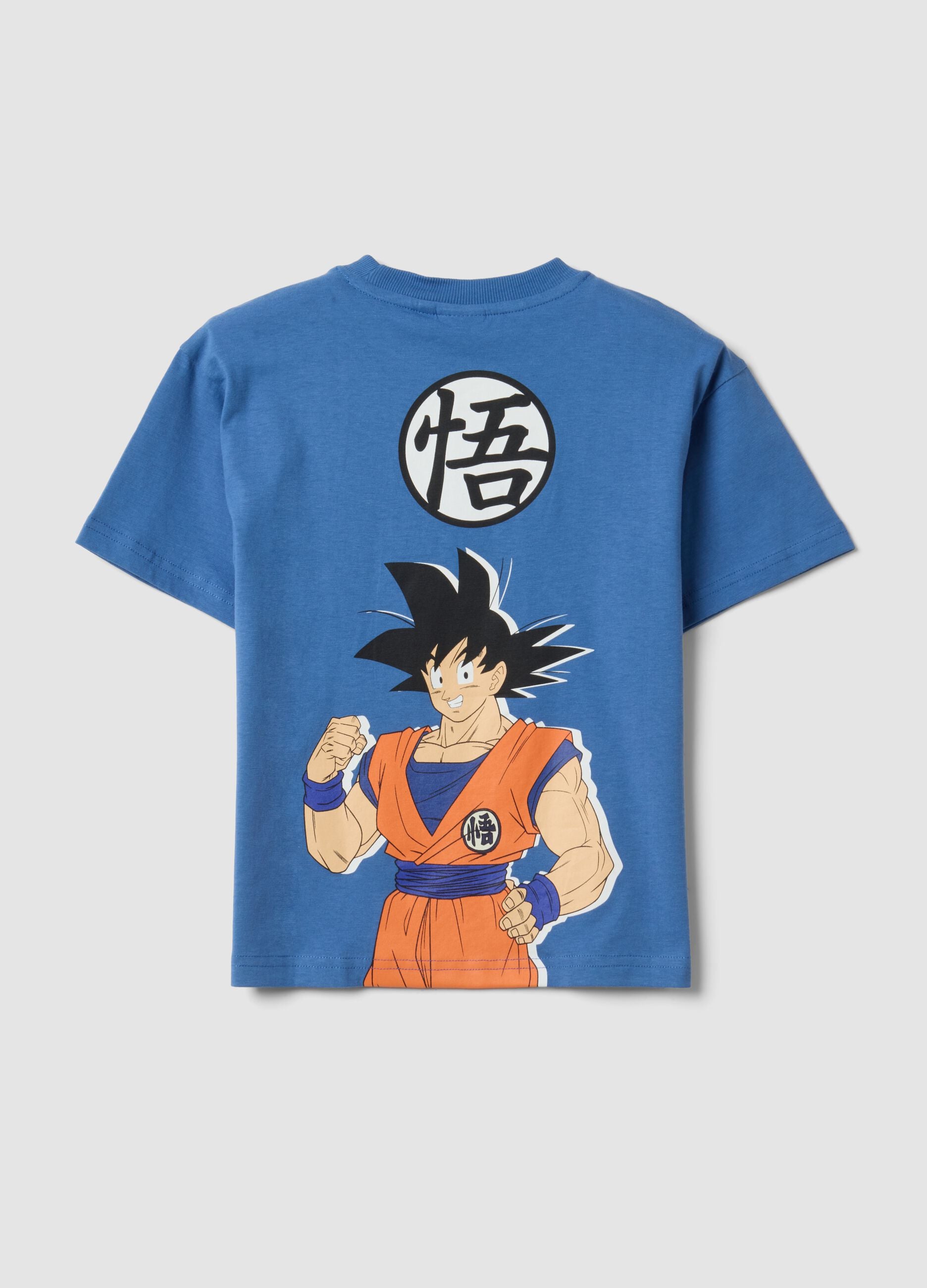 Blaue Oversize-T-Shirt aus reiner Baumwolle mit Rundhals und Dragon Ball Print f&uuml;r Jungen