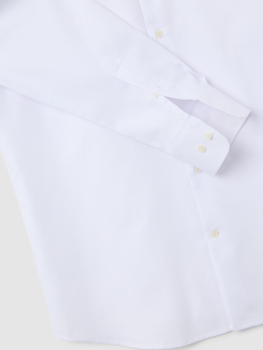 Men's white pure cotton easy iron shirt_5